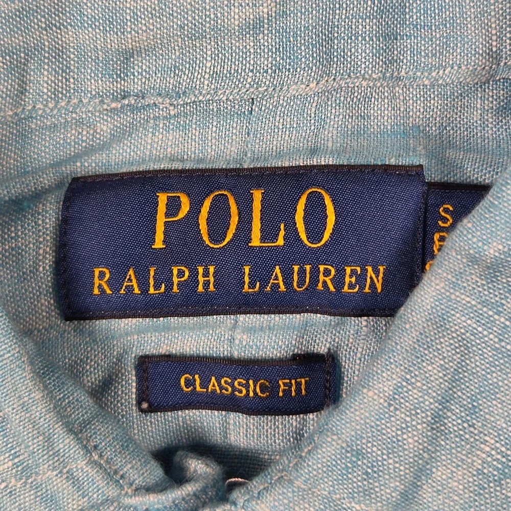 Polo Ralph Lauren Linen Button Down Shirt Mens Small Blue Classic Fit Preppy